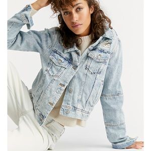 Free People Rumors Denim Distressed Jacket Small